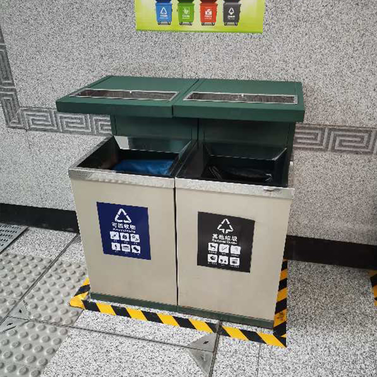 地铁垃圾桶-双桶带盖